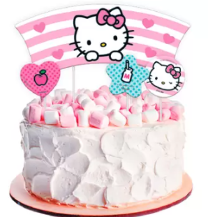 Imagem de TOPPER PARA BOLO HELLO KITTY ROSA COM 04 UNIDADES - 01 UNIDADE